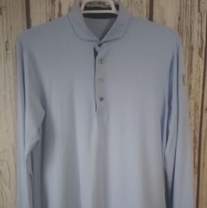 Greyson Apache Blue L/S Stretch Performance Pima Golf Polo Shirt Size Large